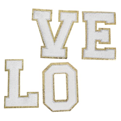 Gadpiparty Weiße Chenille bügelbuchstaben Patches mit Goldenen Kanten Weiches Polyester Langlebig zum Aufbügeln für Jacken Hüte Rucksäcke Einfache DIY anwendung ohne Nähen Elegantes Design Gadpiparty Weiße Chenille bügelbuchstaben Patches mit Goldenen Kanten Weiches Polyester Langlebig zum Aufbügeln für Jacken Hüte Rucksäcke Einfache DIY anwendung ohne Nähen Elegantes Design von Gadpiparty