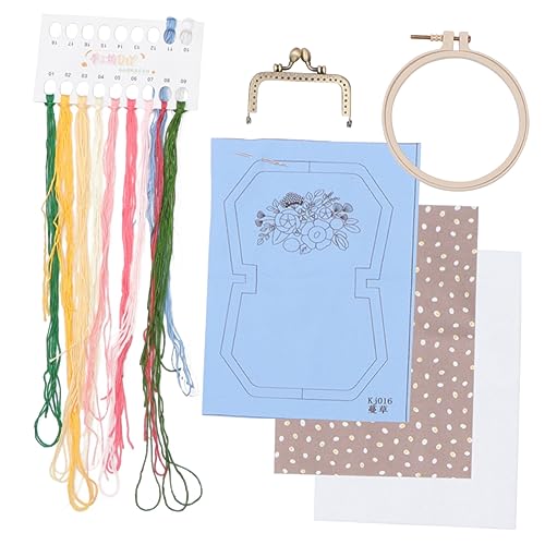 Gadpiparty bestickte Geldbörse Erwachsene lustig Stoff Stich Nähzubehör Mini Bausätze Reifen Nähen Anlasser Stickerei Sticken für Anfänger Stickwerkzeug Tasche zum Sticken selber machen Blau von Gadpiparty