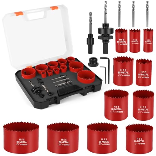 Gaethra M42 Bimetall Lochsägen Set – 19-tlg. Dosenbohrer & Lochkreissäge Set (19–68mm) mit Zentrierbohrer & Halter, 40mm Schnitttiefe – ideal als Lochbohrer Holz für viele Materialien von Gaethra