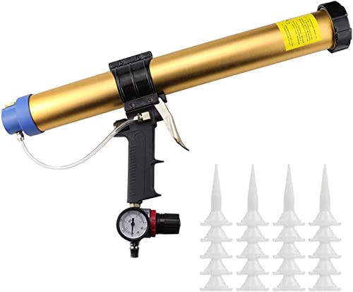 GagalU 600 ml pneumatische Glaskleber-/Dichtungspistole, Silikonpistole, Einstellbarer Druck und geräuscharm, automatische Druck-Fliesenklebepistole mit Druckregler und 20 Düsen GagalU 600 ml pneumatische Glaskleber-/Dichtungspistole, Silikonpistole, Einstellbarer Druck und geräuscharm, automatische Druck-Fliesenklebepistole mit Druckregler und 20 Düsen von GAGALU