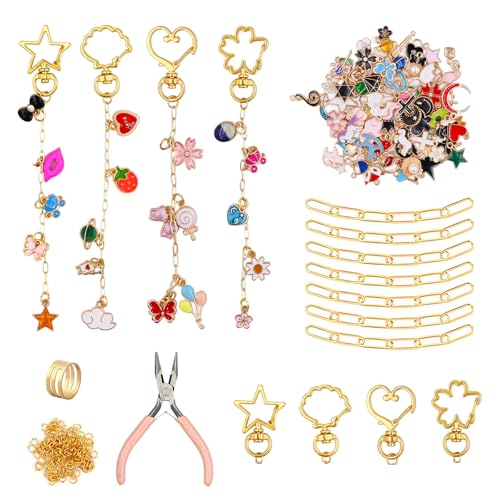 Gaiett 292-teiliges Schlüsselanhänger-Bastelset, Charm-Schmuckketten, Basteln, einschließlich 100 Charms, 20 Schlüsselanhänger-Clips, Haken, 10 Verlängerungsketten, 160 Biegeringe und Schmuckzange für Gaiett 292-teiliges Schlüsselanhänger-Bastelset, Charm-Schmuckketten, Basteln, einschließlich 100 Charms, 20 Schlüsselanhänger-Clips, Haken, 10 Verlängerungsketten, 160 Biegeringe und Schmuckzange für von Gaiett