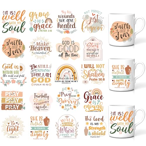 Bibelvers UV DTF Cup Wraps Aufkleber, 20 Blatt, religiöse, wasserdichte Transfers für Glastasse, Boho, Blumen, Regenbogen-Sonnen-Designs, christliche Geschenke für Freunde, selbst Bibelvers UV DTF Cup Wraps Aufkleber, 20 Blatt, religiöse, wasserdichte Transfers für Glastasse, Boho, Blumen, Regenbogen-Sonnen-Designs, christliche Geschenke für Freunde, selbst von GalaVee