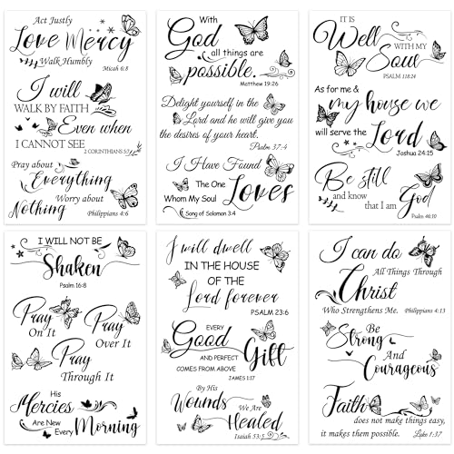 Bibelversen Schmetterling, zum Reiben auf Transfers, 6 Stück, religiöses Reiben auf Transfer für Handwerk, Möbelaufkleber, christliche Heimdekoration, Geschenke mit inspirierender Schrift, wasserdicht Bibelversen Schmetterling, zum Reiben auf Transfers, 6 Stück, religiöses Reiben auf Transfer für Handwerk, Möbelaufkleber, christliche Heimdekoration, Geschenke mit inspirierender Schrift, wasserdicht von GalaVee