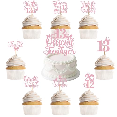 Dekoration zum 13. Geburtstag für Mädchen, offizieller Teenager-Kuchenaufsatz und 24 Cupcake-Topper, Happy 13 Years Old Birthday Party Supplies Kuchendekoration Dekoration zum 13. Geburtstag für Mädchen, offizieller Teenager-Kuchenaufsatz und 24 Cupcake-Topper, Happy 13 Years Old Birthday Party Supplies Kuchendekoration von GalaVee