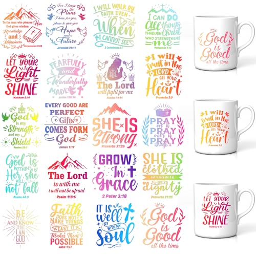 UV DTF Cup Wrap Aufkleber, 20 Blatt Bibelvers Transfer Decals, religiöse Zitate für Becher, Tasse, Glas, wasserdicht, christliche Geschenke für Erwachsene, Lehrer UV DTF Cup Wrap Aufkleber, 20 Blatt Bibelvers Transfer Decals, religiöse Zitate für Becher, Tasse, Glas, wasserdicht, christliche Geschenke für Erwachsene, Lehrer von GalaVee
