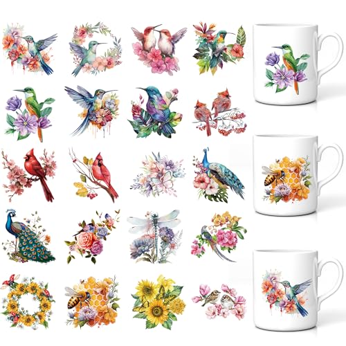 UV DTF Cup Wraps Aufkleber, 20 Blatt Vogel Blumen Designs für Glasbecher, DIY Handwerk mit Pfau Sonnenblume Libelle Muster, wasserdichte Reiben auf Transfer für Home Office Decor UV DTF Cup Wraps Aufkleber, 20 Blatt Vogel Blumen Designs für Glasbecher, DIY Handwerk mit Pfau Sonnenblume Libelle Muster, wasserdichte Reiben auf Transfer für Home Office Decor von GalaVee
