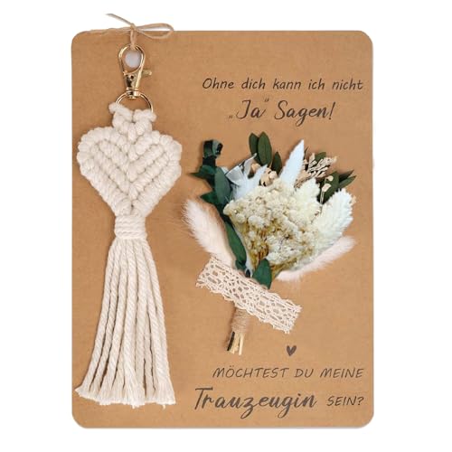 Galenecx Trauzeugin Fragen Geschenk, Inklusive Möchtest du Meine Trauzeugin Sein Karte, Trockenblumenstrauß und Schlüsselanhänger Makramee, Personalisierte Geschenke Brautjungfer Galenecx Trauzeugin Fragen Geschenk, Inklusive Möchtest du Meine Trauzeugin Sein Karte, Trockenblumenstrauß und Schlüsselanhänger Makramee, Personalisierte Geschenke Brautjungfer von Galenecx