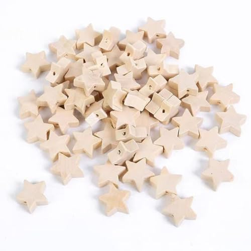 100 Stück sternförmige Naturholzperlen, unlackiert, lose Abstandshalter mit Loch für Handwerk, Schmuckherstellung, unlackiertes Holz, Holzhandwerk 100 Stück sternförmige Naturholzperlen, unlackiert, lose Abstandshalter mit Loch für Handwerk, Schmuckherstellung, unlackiertes Holz, Holzhandwerk von Galepromot