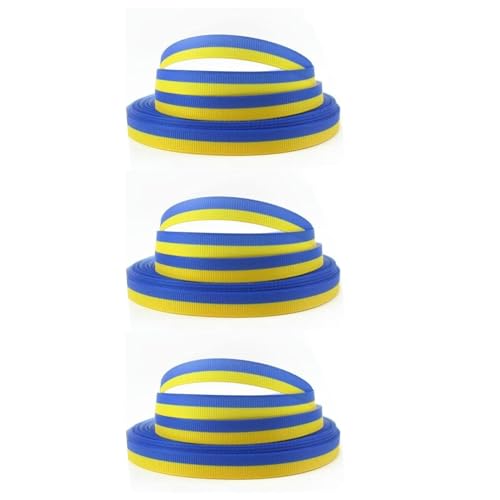 3 Rollen gelb-blaues Band, 9 mm, 4,5 m, blaue und gelbe Bänder, ukrainische Flagge, handgefertigt, geeignet für die Herstellung einiger handgefertigter Stoffbänder, Verzierungen und Verzierungen von Galepromot