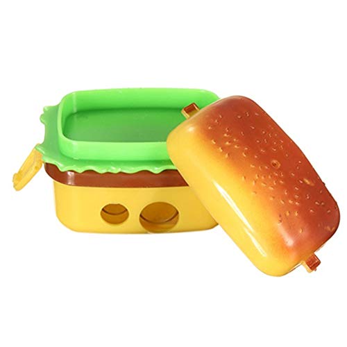 Gelber Hamburger-Bleistiftspitzer, Doppelloch, Kunststoff, tragbar, niedlicher Buntstifte Spitzer mit Behälter und Radiergummi für Kinder, Erwachsene, Lehrer, Künstler, Reisen, Schule, Büro, Zuhause Gelber Hamburger-Bleistiftspitzer, Doppelloch, Kunststoff, tragbar, niedlicher Buntstifte Spitzer mit Behälter und Radiergummi für Kinder, Erwachsene, Lehrer, Künstler, Reisen, Schule, Büro, Zuhause von Galepromot