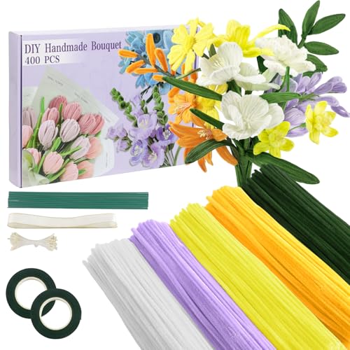 Galerie SV Pfeifenputzer zum Basteln Set, 400 Stück Pfeifenreiniger 6 Farben Blumenstrauß Pfeifenreiniger Blumen mit Geschenkband, Klebeband, Staubblätter für DIY Geschenke und Dekorieren Galerie SV Pfeifenputzer zum Basteln Set, 400 Stück Pfeifenreiniger 6 Farben Blumenstrauß Pfeifenreiniger Blumen mit Geschenkband, Klebeband, Staubblätter für DIY Geschenke und Dekorieren von Galerie SV