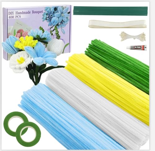 Galerie SV Pfeifenputzer zum Basteln Set, 400 Stück Pfeifenreiniger 4 Farben Blumenstrauß Pfeifenreiniger Blumen mit Geschenkband, Klebeband, Staubblätter für DIY Geschenke und Dekorieren Galerie SV Pfeifenputzer zum Basteln Set, 400 Stück Pfeifenreiniger 4 Farben Blumenstrauß Pfeifenreiniger Blumen mit Geschenkband, Klebeband, Staubblätter für DIY Geschenke und Dekorieren von Galerie SV