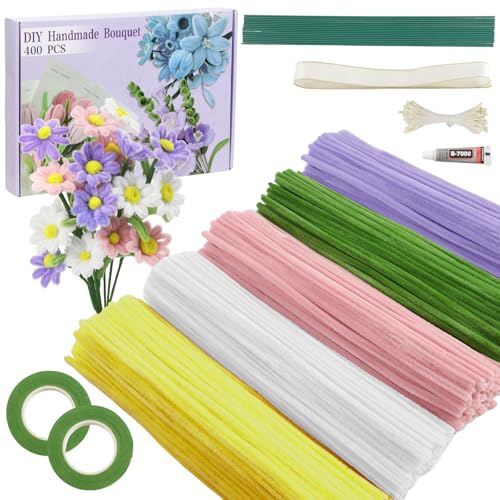 Galerie SV Pfeifenputzer zum Basteln Set, 400 Stück Pfeifenreiniger 5 Farben Blumenstrauß Pfeifenreiniger Blumen mit Geschenkband, Klebeband, Staubblätter für DIY Geschenke und Dekorieren (Rosa Lila) Galerie SV Pfeifenputzer zum Basteln Set, 400 Stück Pfeifenreiniger 5 Farben Blumenstrauß Pfeifenreiniger Blumen mit Geschenkband, Klebeband, Staubblätter für DIY Geschenke und Dekorieren (Rosa Lila) von Galerie SV