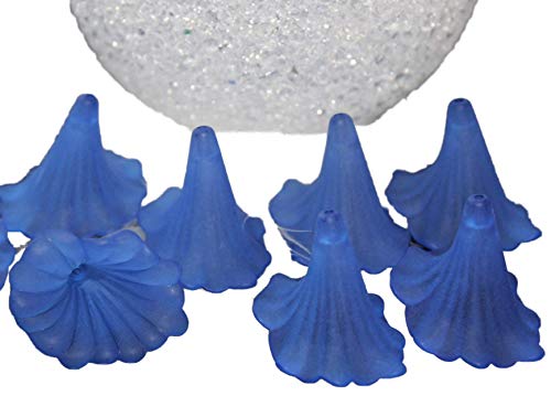 Galerie-of-art4you DIY- 10 Acryl Blüten Perlen 41x35mm, Kelche, Lilien, Röcke, Farbwahl (blau) von Galerie-of-art4you