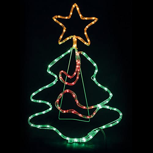 Galileo Casa Leuchtschild Weihnachtsbaum 76 x 48 cm, Grün/Rot/Gelb, Maße: L 76 x B 48 x H 3 cm von Galileo Casa