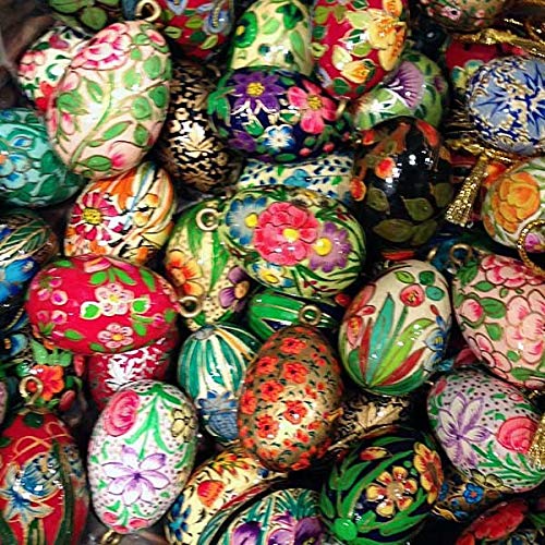 Gall&Zick Osterei aus Holz, Kashmir Lack Ei, Osterschmuck, Lackmalerei, Ostern Handbemalt Holzei (8 Eier klein) von Gall&Zick