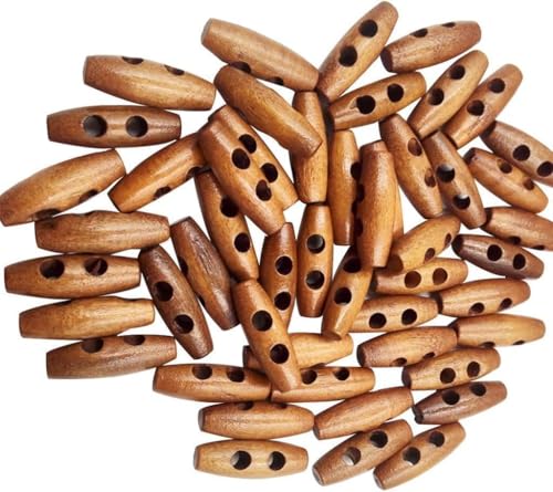 Knebelknöpfe aus Holz, 2 Löcher, zum Nähen für Kleidung, Dekoration, wiederverwendbar, für Kleidung, Kleider, Röcke, ohne Nähen, Dekoration, Zubehör, Braun, 50 Stück Knebelknöpfe aus Holz, 2 Löcher, zum Nähen für Kleidung, Dekoration, wiederverwendbar, für Kleidung, Kleider, Röcke, ohne Nähen, Dekoration, Zubehör, Braun, 50 Stück von Galyacht