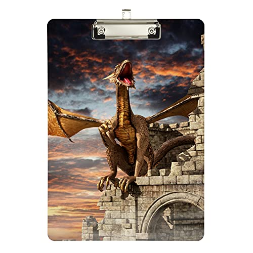 Fantasy-Drachen-Klemmbretter für Kinder, Studenten, Damen, Herren, Buchstabengröße, Kunststoff, flaches Profil, 22,9 x 31,8 cm, silberfarbener Clip Fantasy-Drachen-Klemmbretter für Kinder, Studenten, Damen, Herren, Buchstabengröße, Kunststoff, flaches Profil, 22,9 x 31,8 cm, silberfarbener Clip von Gambo
