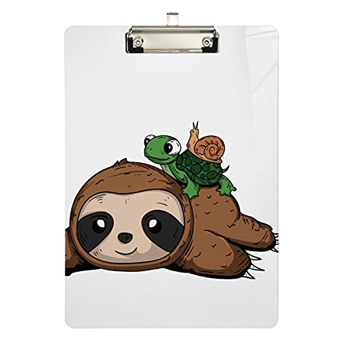 Lustiges Faultier mit Schildkröte, Cartoon-Klemmbretter für Kinder, Studenten, Frauen und Männer, Buchstabengröße, Kunststoff, flaches Profil, 22,9 x 31,8 cm, silberfarbener Clip, mehrfarbig Lustiges Faultier mit Schildkröte, Cartoon-Klemmbretter für Kinder, Studenten, Frauen und Männer, Buchstabengröße, Kunststoff, flaches Profil, 22,9 x 31,8 cm, silberfarbener Clip, mehrfarbig von Gambo