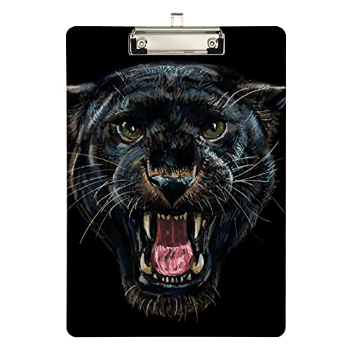 Roaring Panther Klemmbretter mit Tierdruck, schwarz, für Kinder, Studenten, Damen, Herren, Buchstabengröße, Kunststoff, flaches Profil, 22,9 x 31,8 cm, silberfarbener Clip Roaring Panther Klemmbretter mit Tierdruck, schwarz, für Kinder, Studenten, Damen, Herren, Buchstabengröße, Kunststoff, flaches Profil, 22,9 x 31,8 cm, silberfarbener Clip von Gambo