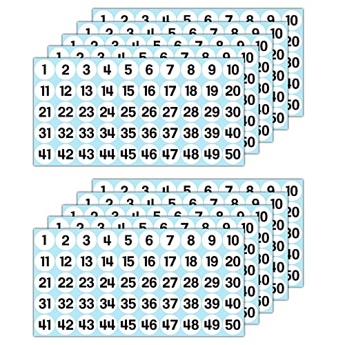 GamesMonkey® - Etiketten Nummern Aufkleber Kreise - Weiß - von 1 bis 50 - (50-500 - 2500 Stück) (10-25 mm) Vinyl Wasserdicht - Fortlaufende Bestandsaufnahme (10 mm - 1,0 cm, 500 Stück - 10 Blätter) von GamesMonkey