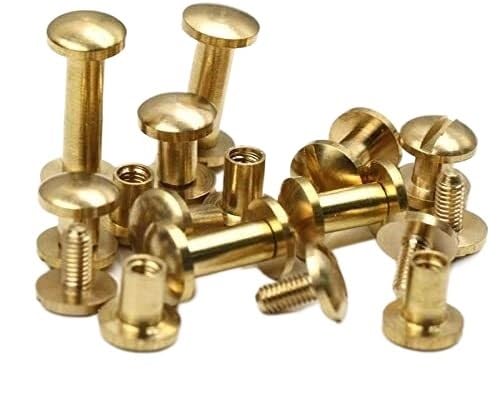 20 Stück Massive Messing-Bindungsschrauben, Nagel-Nieten for Fotoalbum, Lederhandwerk, Nieten, Gürtel, Geldbörse, Verschlüsse, Flache/Bogenkappe (Size : 8x5mm, Color : Arc) von GamirA