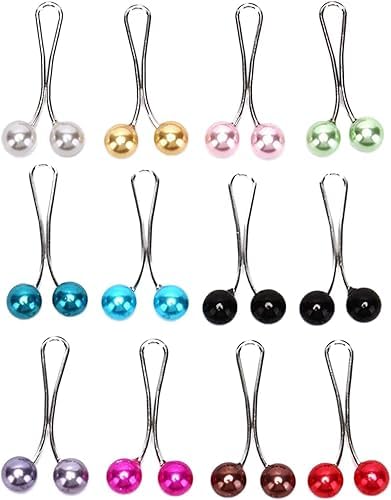 12 Stück Damen Hijab Pins Clips Perlen-Sicherheitsnadeln Hijab-Schal-Clips Mehrfarbige Kopftuch-Perlennadeln U-förmiger Clip für Damen-Schmuckzubehör Kopftuch Schals von Gammaeon