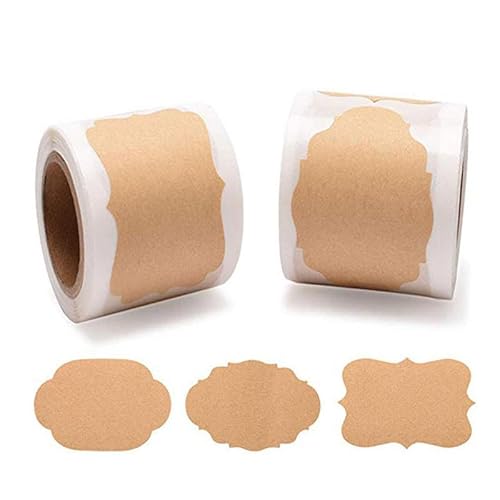 300 Stücke Kraft Paper Etiketten Selbstklebend, Klebeetiketten Zum Beschriften, Marmeladen Etiketten, Aufkleber, Etiketten Zum Beschriften für Flasche Handwerk Geschenkverpackung von Gammaeon
