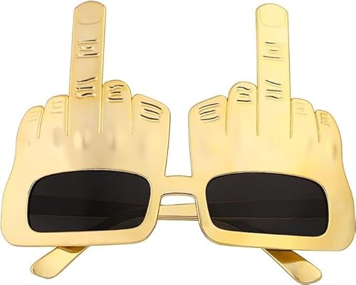 Gammaeon Lustige Sonnenbrille mit Mittelfinger-Design – Goldfarbenes Party-Accessoire für Karneval/Selfie-Streich von Gammaeon