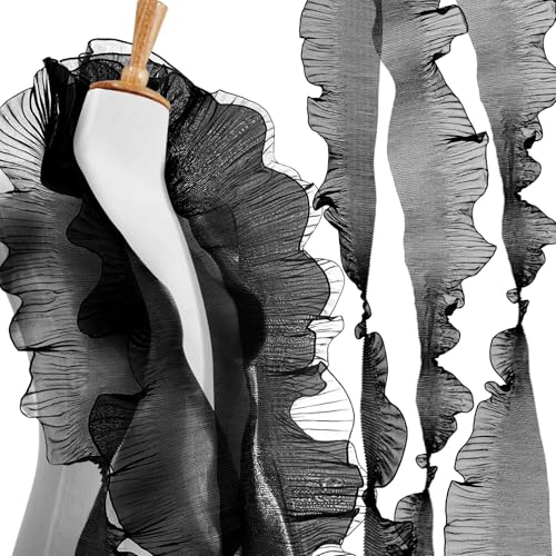 Ganeen 16 Yards Schillernde Rüschen, plissiert, Spitzenborte im Retro-Stil, Organza-Stoffbesatz, dekorative Rüschenborte zum Nähen, Kleid, Tasche, Kostüm, Kuchendekoration, Trimmen und Basteln von Ganeen