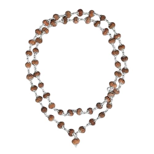 12 Mukhi Java Rudraksha Surya Radiance/ 12 Mukhi Rudraksha Surya Mala aus Indonesien in Silber mit Silberkappen (54 + 1 Perlen) 13 mm von Ganesha Arts