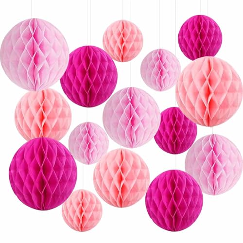 15 Stück Papier Wabenbälle, Rosa Seidenpapier Honeycomb Balls Hellrosa Hängende Wabenbäll Party Dekoration für Geburtstag Hochzeit Graduierung Baby Shower 6/8/10inch 15 Stück Papier Wabenbälle, Rosa Seidenpapier Honeycomb Balls Hellrosa Hängende Wabenbäll Party Dekoration für Geburtstag Hochzeit Graduierung Baby Shower 6/8/10inch von GangGangBAO