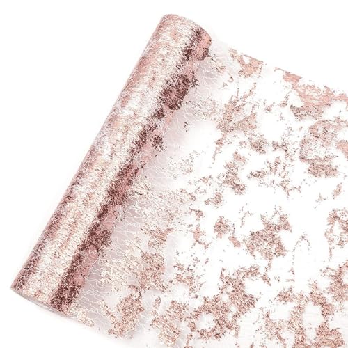 28cm x 10m Tischläufer, Glänzend Rosegold Tischband Polyester Tischdeko Tischläufer Rolle Tischdecken für Party Geburtstage Hochzeiten Taufen Weihnachten (Rosé Gold) von GangGangBAO