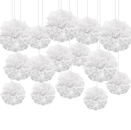 Seidenpapier Pompons, 20 Stück Pompoms Deko Tissue Papier Pom Poms Party Dekorationen für Hochzeit Geburtstag Babyparty Abschlussball Festival Weihnachten Karneval Weiß Seidenpapier Pompons, 20 Stück Pompoms Deko Tissue Papier Pom Poms Party Dekorationen für Hochzeit Geburtstag Babyparty Abschlussball Festival Weihnachten Karneval Weiß von GangGangBAO