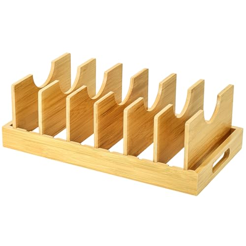 Ganydet Bambus-Topf- und Pfannen-Organizer unter dem Schrank, erweiterbarer Topfdeckel-Organizer und Schneidebrett-Organizer, Pfannen-Organizer mit 7 verstellbaren Trennwänden Ganydet Bambus-Topf- und Pfannen-Organizer unter dem Schrank, erweiterbarer Topfdeckel-Organizer und Schneidebrett-Organizer, Pfannen-Organizer mit 7 verstellbaren Trennwänden von Ganydet
