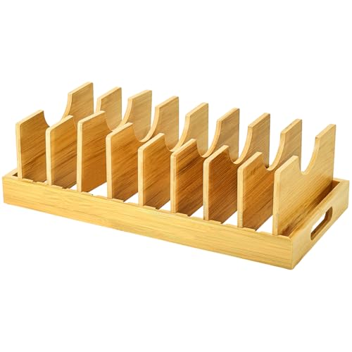 Ganydet Bambus-Topf- und Pfannen-Organizer unter dem Schrank, erweiterbarer Topfdeckel-Organizer und Schneidebrett-Organizer, Pfannen-Organizer mit 9 verstellbaren Trennwänden von Ganydet
