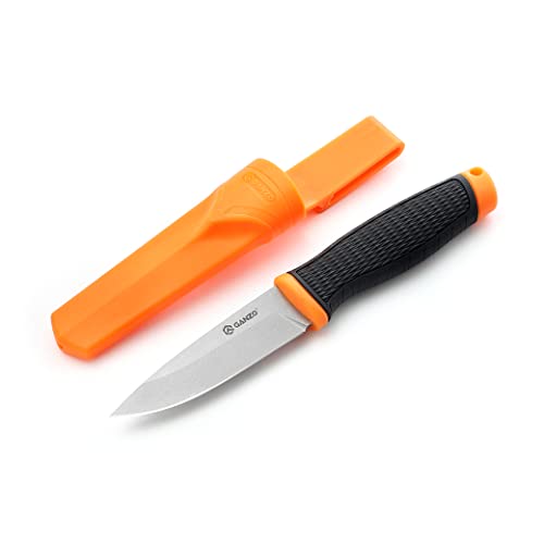 Ganzo G806-OR Feststehendes Messer, 8CR14 Edelstahlklinge, ergonomischer Anti-Rutsch-Griff, Camping, Jagd, Angeln, Outdoor, EDC-Messer mit Scheide (Orange) von Ganzo