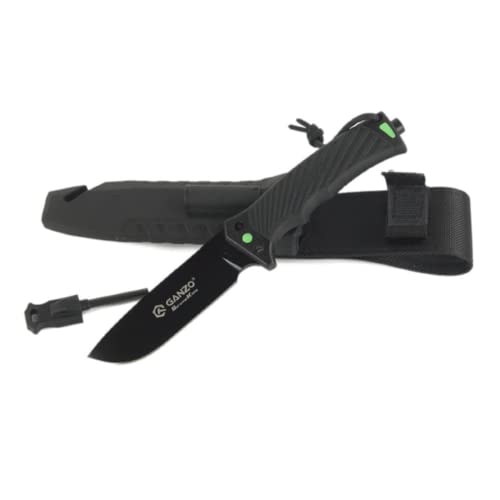 Ganzo Messer G8012 Outdoormesser, 8CR13-Stahl, Drop Point, Gurtschneider, Feuerstein, Bushcraft, Farbe:schwarz Ganzo Messer G8012 Outdoormesser, 8CR13-Stahl, Drop Point, Gurtschneider, Feuerstein, Bushcraft, Farbe:schwarz von Ganzo