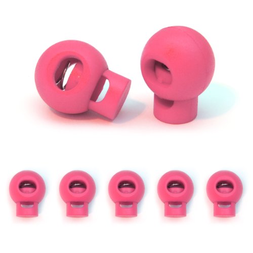 Ganzoo Kordelstopper 1-Loch 5mm, 5 Stück, Federverschluss, Tanka, Kordelklemme für Seile, Schnürsenkel, Kordeln, Schnur, Rucksack, Gummikordel, Schnellverschluss, Seilstopper, Kunststoff, pink von Ganzoo