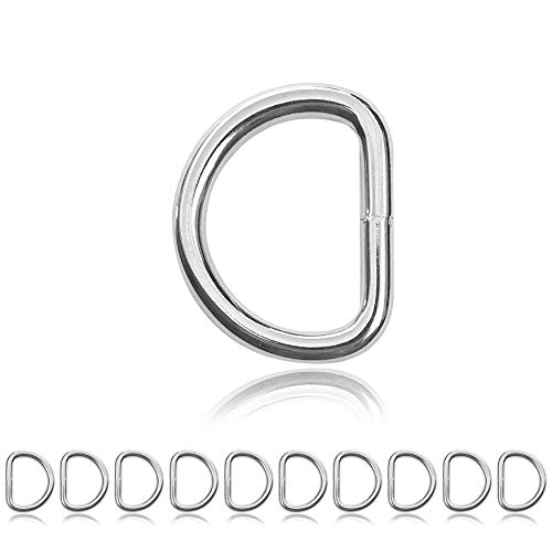 Ganzoo D - Ring aus Stahl, Stahl-Ring Abmessungen 30mm x 23mm, Materialstärke 4mm, nichtrostend, Ideal in Verbindung mit Paracord 550, geschweißter Stahl, Farbe chrom silber, 10 Stück von Ganzoo