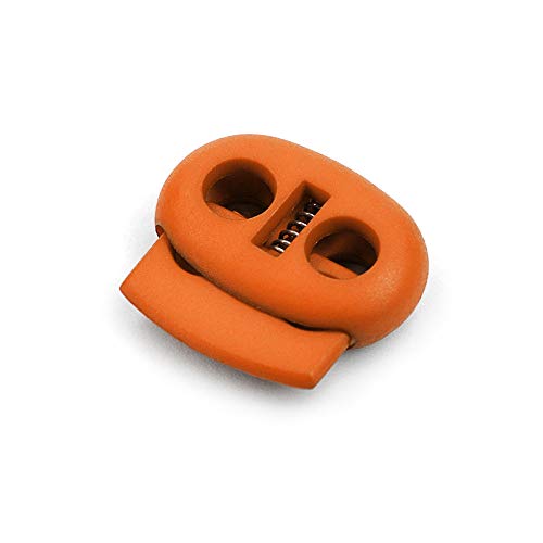 Ganzoo Kordelstopper 2-Loch 4mm, 5 Stück, Federverschluss, Tanka, Kordelklemme für Seile, Schnürsenkel, Kordeln, Schnur, Rucksack, Gummikordel, Schnellverschluss, Seilstopper, Kunststoff, orange von Ganzoo
