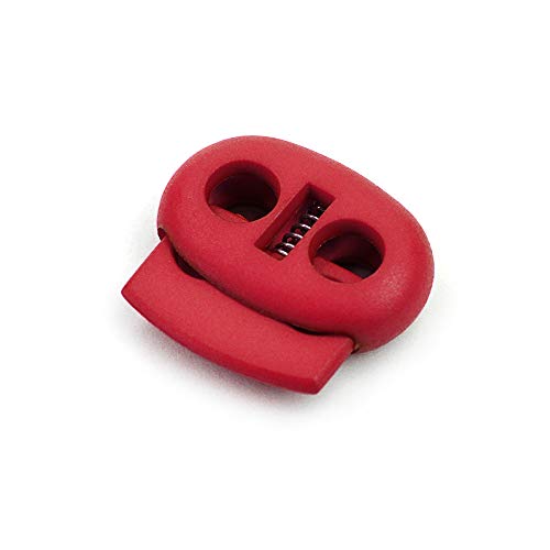 Ganzoo Kordelstopper 2-Loch 4mm, 5 Stück, Federverschluss, Tanka, Kordelklemme für Seile, Schnürsenkel, Kordeln, Schnur, Rucksack, Gummikordel, Schnellverschluss, Seilstopper, Kunststoff, rot von Ganzoo