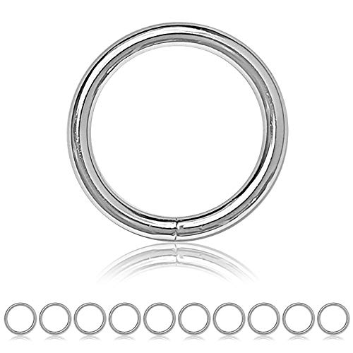 Ganzoo O - Ring Stahl, 10 Stück, 40mm außen, geschweißt Nicht-rostend, für Paracord 550 von Ganzoo