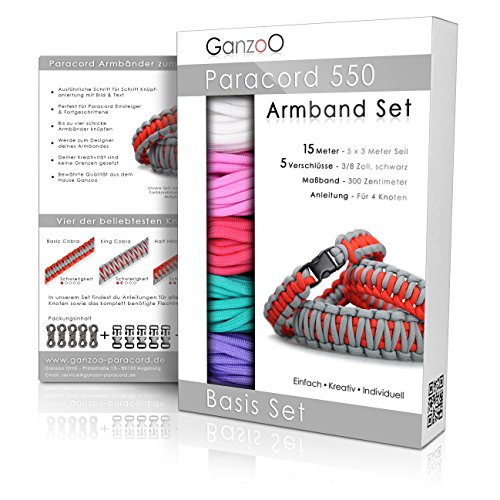 Ganzoo Paracord 550 Armband Set selbst knüpfen, Bastelset, Knüpfset, DIY Bracelet von Ganzoo