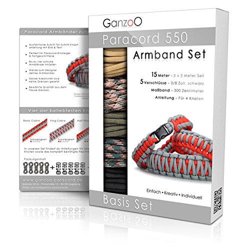 Ganzoo Paracord 550 Armband Set selbst knüpfen, Bastelset, Knüpfset, DIY Bracelet von Ganzoo