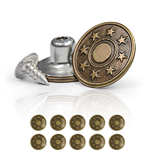 Ganzoo Hosen-Knöpfe im 10er Set, Ersatz-Knopf, Jeansknopf, Hosen-Knopf mit Nieten-Verschluss, Knopf aus Metall, Farbe: altgold Ganzoo Hosen-Knöpfe im 10er Set, Ersatz-Knopf, Jeansknopf, Hosen-Knopf mit Nieten-Verschluss, Knopf aus Metall, Farbe: altgold von Ganzoo
