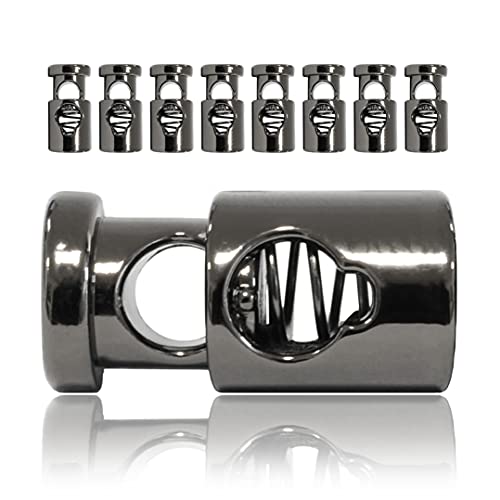 Kordel-Stopper Metall, Set aus 8 Stück, Kordel-Klemme, gerade Form (1 Loch) für Seile, Jacken, Hand-Taschen, Farbe: Titan von Ganzoo