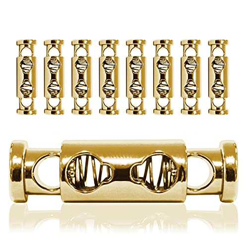 Ganzoo Kordel-Stopper Metall, Set aus 8 Stück, Kordel-Klemme, gerade Form (Doppel-Loch) für Seile, Jacken, Hand-Taschen, Farbe: Titan von Ganzoo