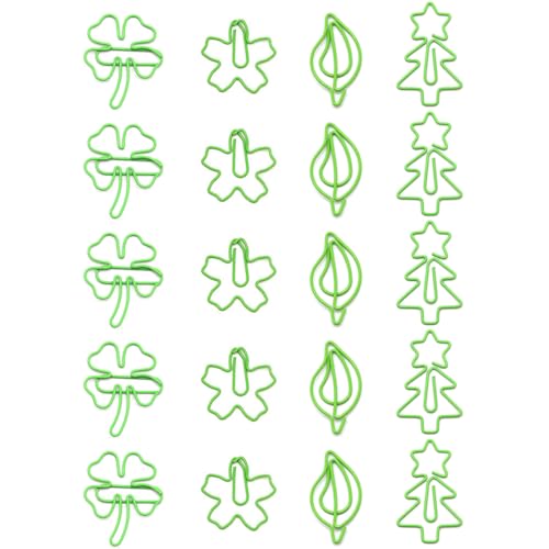 Gaodercha 20pcs dekorative Papierklammern 4 Styles grüne Pflanze Papierklammern Büro Schreibwaren vierblättrige Klee Blume Blatt Weihnachtsbaum Büroklammern für Dokumente robuste Pflanze Lesezeichen Gaodercha 20pcs dekorative Papierklammern 4 Styles grüne Pflanze Papierklammern Büro Schreibwaren vierblättrige Klee Blume Blatt Weihnachtsbaum Büroklammern für Dokumente robuste Pflanze Lesezeichen von Gaodercha