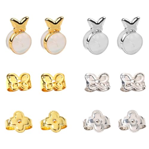 Gaodercha 6 Paar Ohrstecker 6 Arten mit Schmetterling vierblättriges Kleeblatt Echtes Gold und Platin plattiert Sichere Ohrringrückseite Verschluss kleine zierliche Ohrringe für Frauen täglich tragen Gaodercha 6 Paar Ohrstecker 6 Arten mit Schmetterling vierblättriges Kleeblatt Echtes Gold und Platin plattiert Sichere Ohrringrückseite Verschluss kleine zierliche Ohrringe für Frauen täglich tragen von Gaodercha